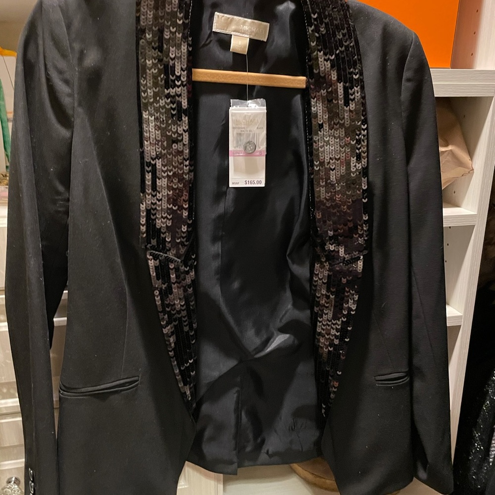 Stunning black sequin tuxedo jacket